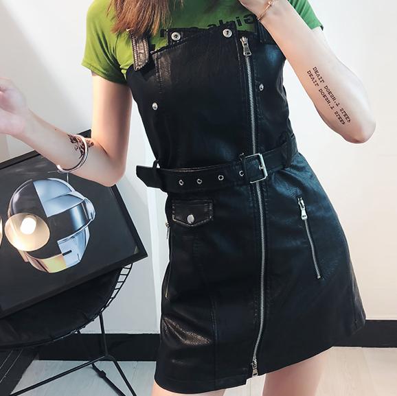 Leather Zipper Strap Shoulder-less Dress SD00133 - SYNDROME - Cute Kawaii Harajuku Street Fashion Store