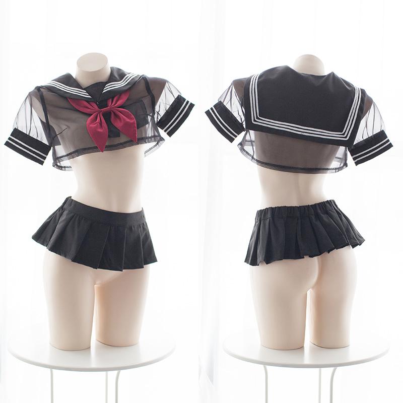 Black Transparent Sheer Short School Uniform SD00499 - SYNDROME - Cute Kawaii Harajuku Street Fashion Store