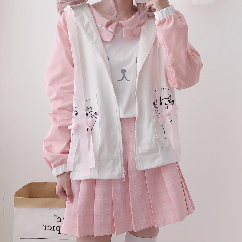 Japanese Kawaii Happy Neko Bow Ribbon Thin Jacket SD00388 – SYNDROME ...