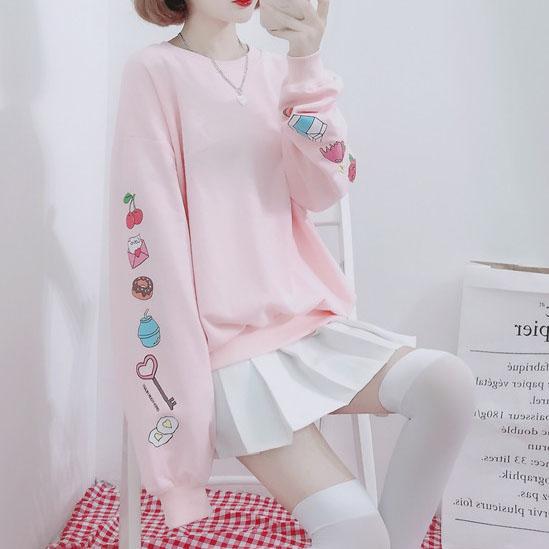 Sweets Printed Loose Sleeve Sweater SD00294 - SYNDROME - Cute Kawaii Harajuku Street Fashion Store