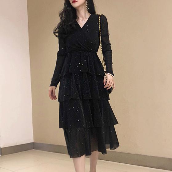Black Mesh Long Ruffle Skirt Dress SD00493 - SYNDROME - Cute Kawaii Harajuku Street Fashion Store