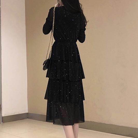 Black Mesh Long Ruffle Skirt Dress SD00493 - SYNDROME - Cute Kawaii Harajuku Street Fashion Store