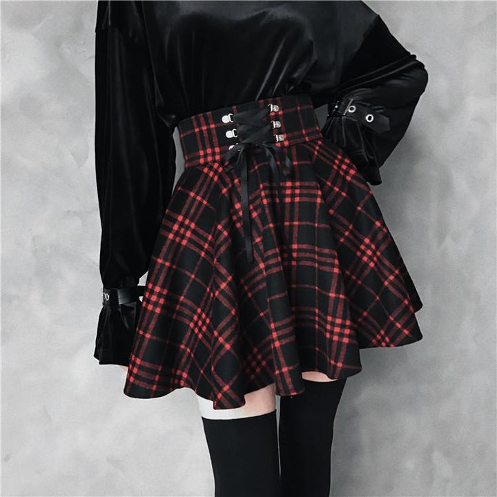 Black Red Plaid Ribbon Skirt SD00452 - SYNDROME - Cute Kawaii Harajuku Street Fashion Store