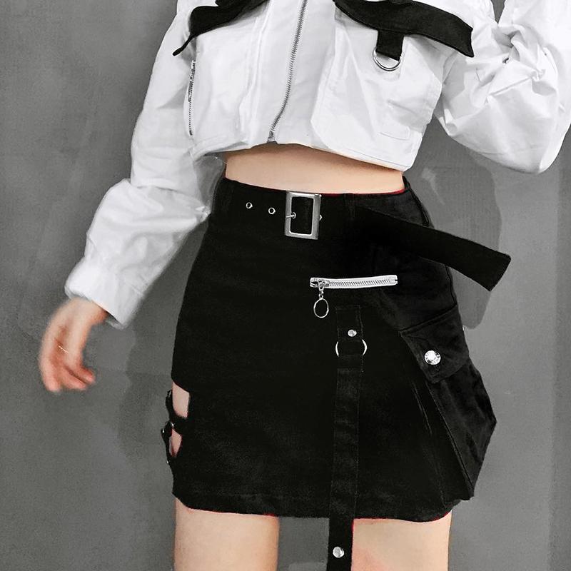 Punk Belt Zipper Skirt SD01227 - SYNDROME - Cute Kawaii Harajuku Street Fashion Store