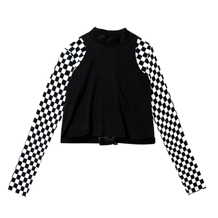 Checkered Sleeve Top SD00112 - SYNDROME - Cute Kawaii Harajuku Street Fashion Store