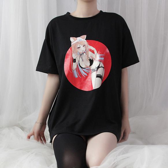 Pantsu Neko Girl T-shirt SD01375 - SYNDROME - Cute Kawaii Harajuku Street Fashion Store