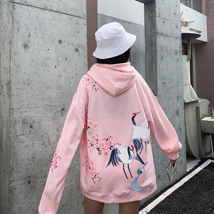 White Stork Blossom Hoodie SD00748 - SYNDROME - Cute Kawaii Harajuku Street Fashion Store