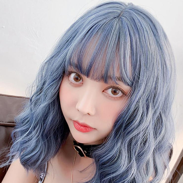 Blue Grey Wave Short Wig SD02452 - SYNDROME - Cute Kawaii Harajuku Street Fashion Store