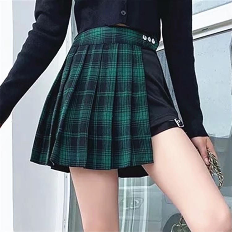 K-Pop Soft Girl Pleated Plaid Open Skirt Shorts SD00783 – SYNDROME ...
