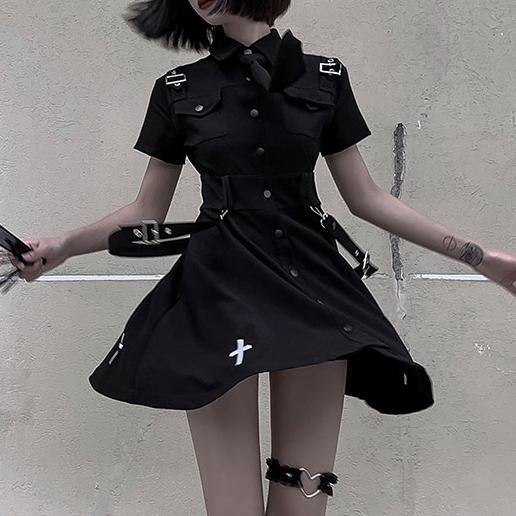 Cross Black Uniform Dress SD01905 - SYNDROME - Cute Kawaii Harajuku Street Fashion Store