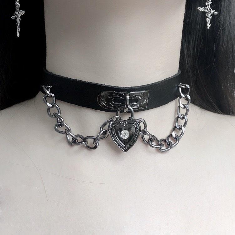 Japanese Accessories Black Chain Heart Collar SD01270 – SYNDROME - Cute ...