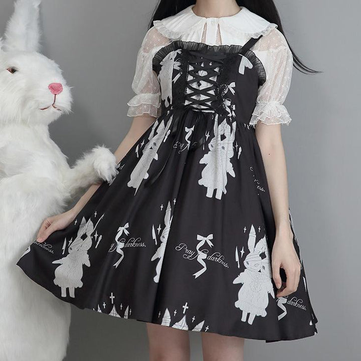 Twin Bunny Pray For Darkness Strap Dress SD02434 - SYNDROME - Cute Kawaii Harajuku Street Fashion Store