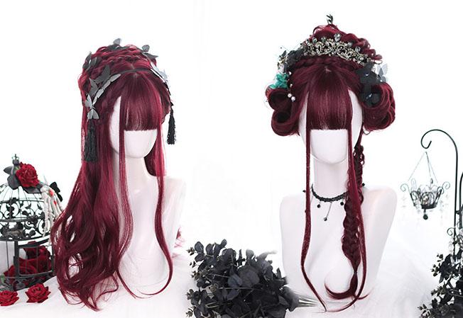 Elegant Bordeaux Red Wig SD01444 - SYNDROME - Cute Kawaii Harajuku Street Fashion Store