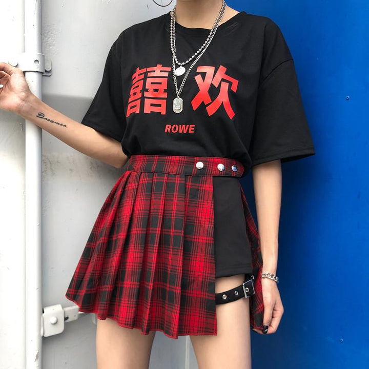 K-Pop Pleated Plaid Open Skirt Shorts SD00783 - SYNDROME - Cute Kawaii Harajuku Street Fashion Store