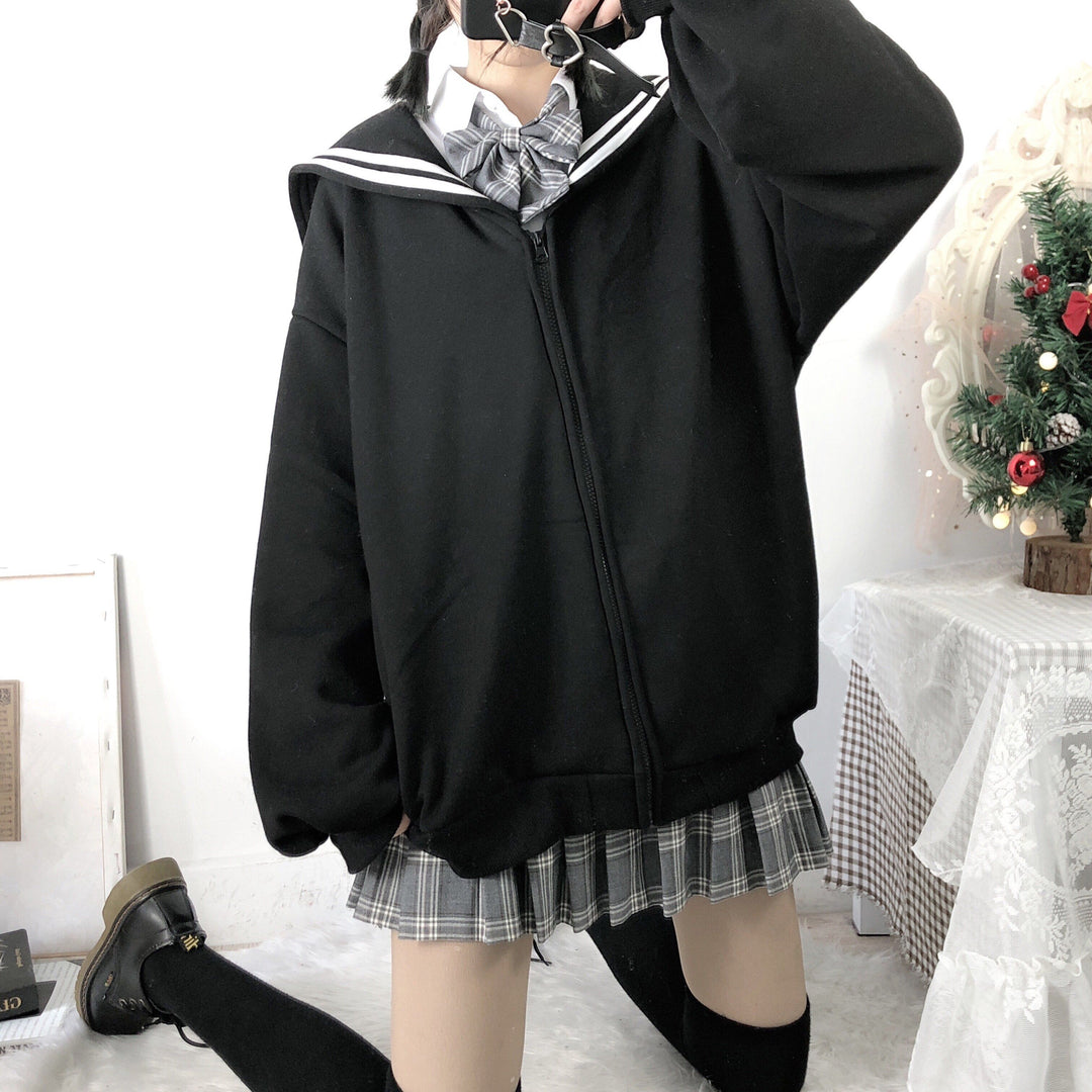 Zipper Sailor Sweater SD00838 - SYNDROME - Cute Kawaii Harajuku Street Fashion Store