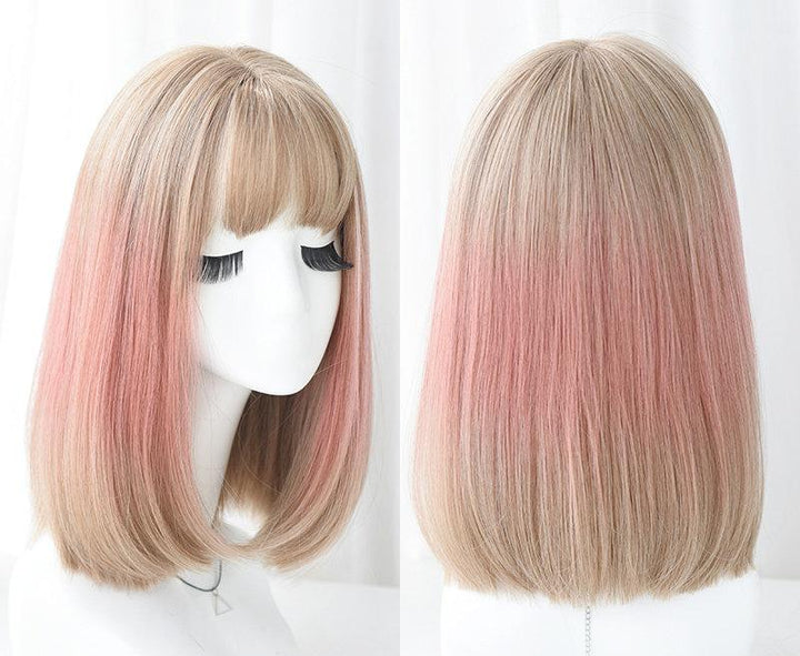 Gradient Pink Brown K-pop Short Wig SD02453 - SYNDROME - Cute Kawaii Harajuku Street Fashion Store