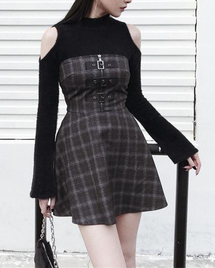 Japanese Plaid Dark Strap Dress SD01573 – SYNDROME - Cute Kawaii ...