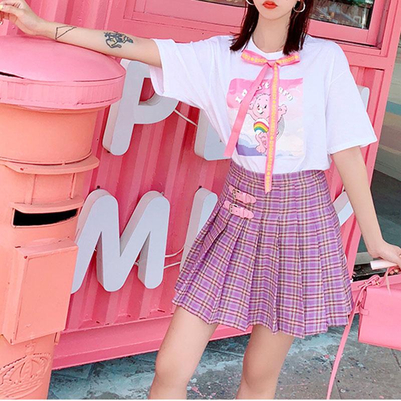 Double Belts Pleated Skirt SD01182 - SYNDROME - Cute Kawaii Harajuku Street Fashion Store