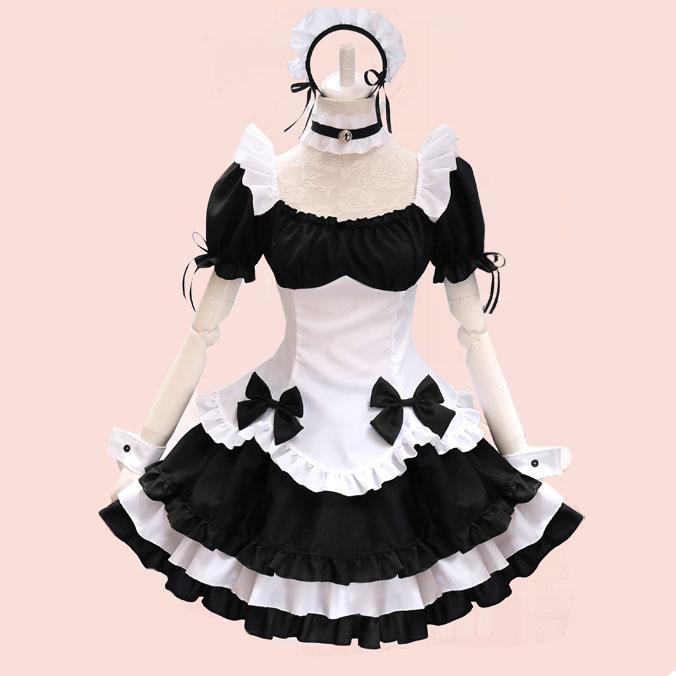 Kawaii Bow Black White Maid Dress SD00078 - SYNDROME - Cute Kawaii Harajuku Street Fashion Store