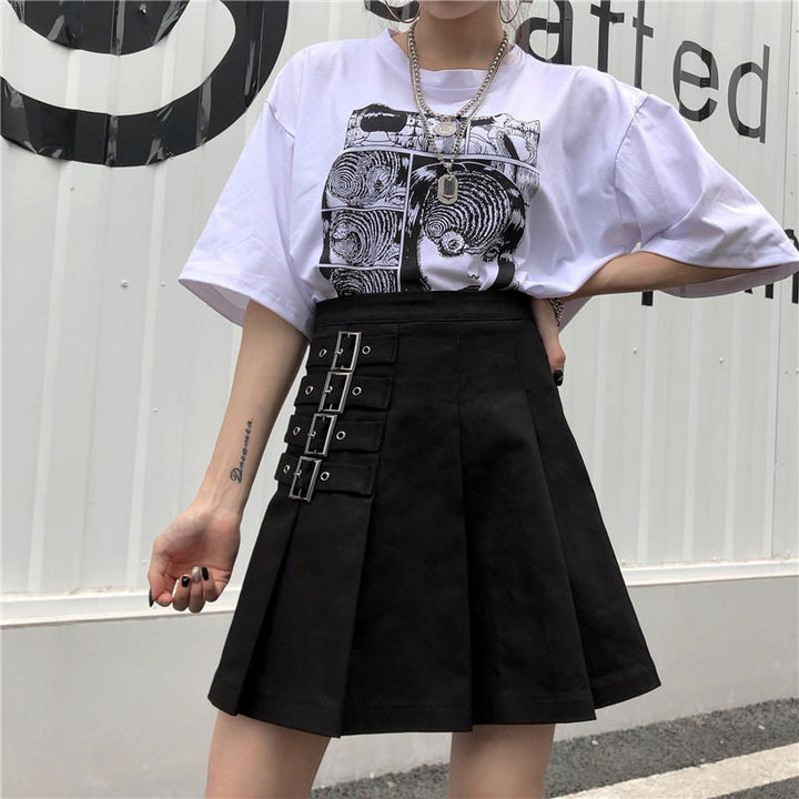 Pleated 4 Strap High Waist Skirt SD01723 - SYNDROME - Cute Kawaii Harajuku Street Fashion Store