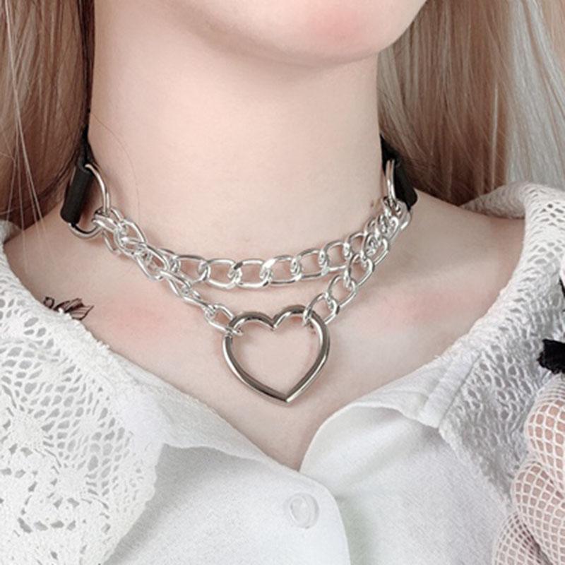 Heart Shape Chained Collar SD01273 - SYNDROME - Cute Kawaii Harajuku Street Fashion Store