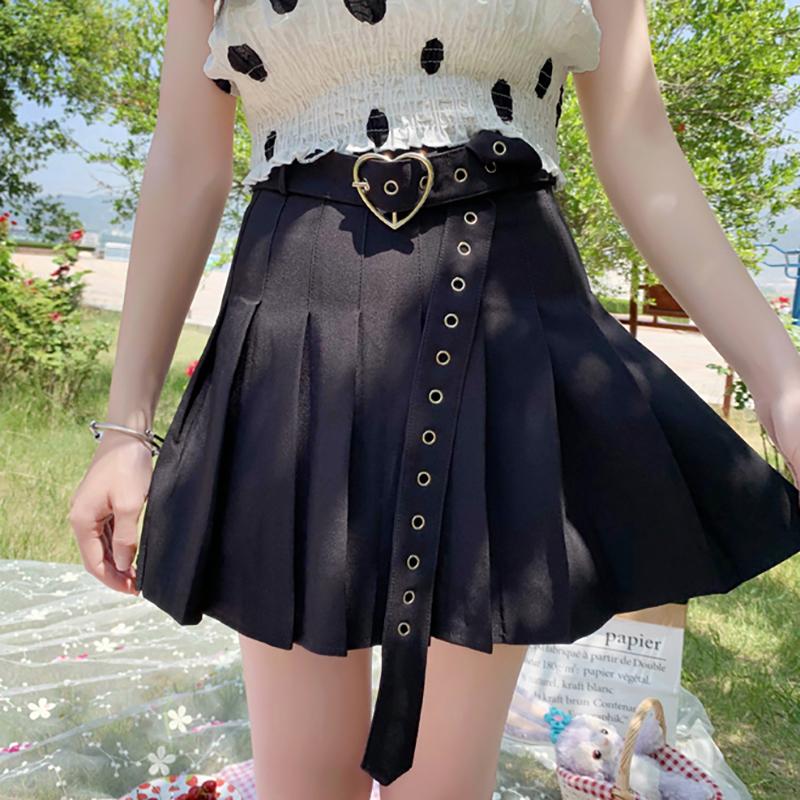 Heart Belt Pleated Skirt SD00978 - SYNDROME - Cute Kawaii Harajuku Street Fashion Store