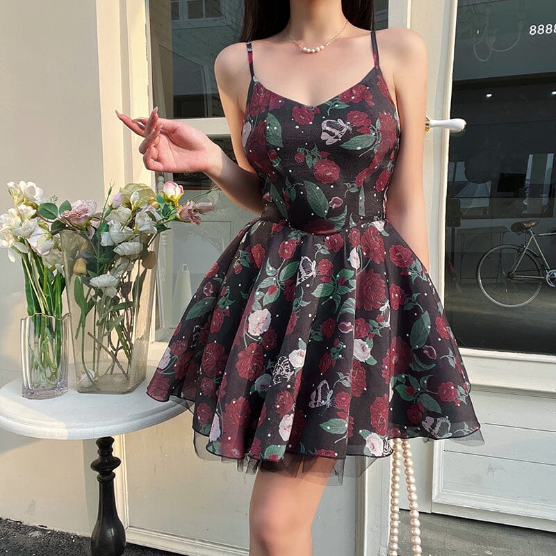 Japanese Kawaii Floral Roses Black dress – SYNDROME - Cute Kawaii ...