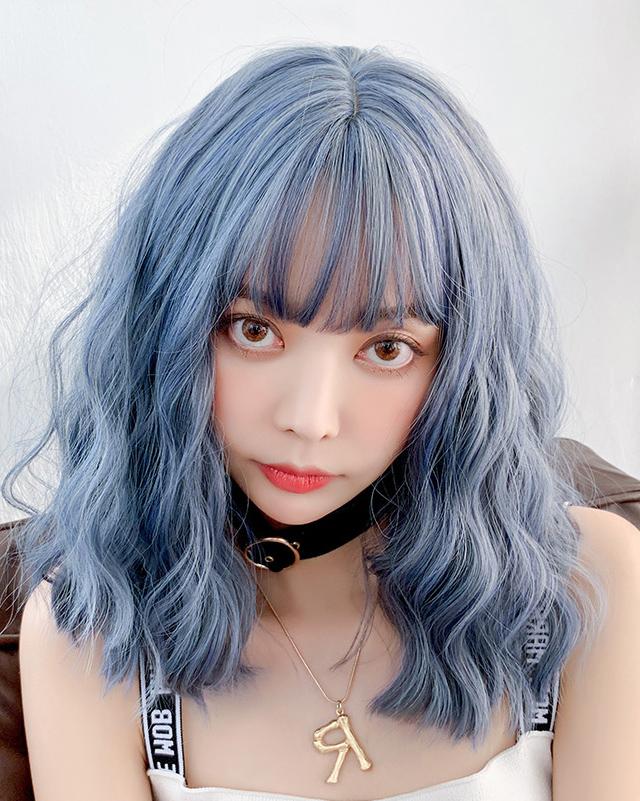 Blue Grey Wave Short Wig SD02452 - SYNDROME - Cute Kawaii Harajuku Street Fashion Store