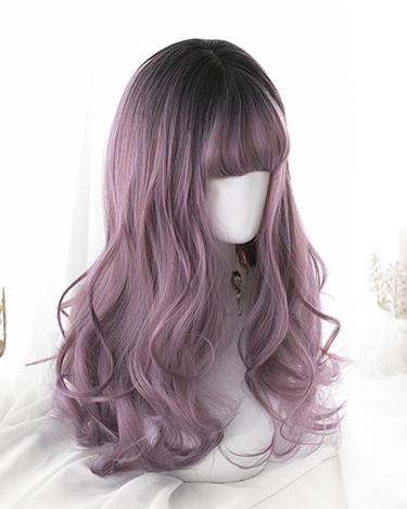 Gradient Purple Black Curly Long Wig SD00639 - SYNDROME - Cute Kawaii Harajuku Street Fashion Store
