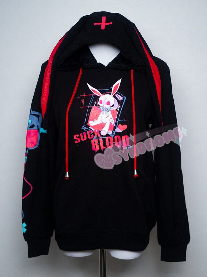 Suck Blood Bunny Ears Hoodie Sweater SD00343 - SYNDROME - Cute Kawaii Harajuku Street Fashion Store