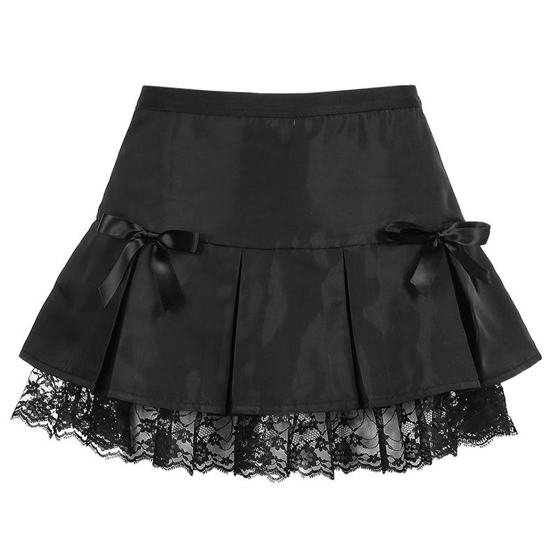 Pleated Bow Lace Up Skirt SD01933