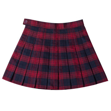 Korean Summer Grunge Red Navy Blue Pleated School Plaid Skirt SD01503 ...