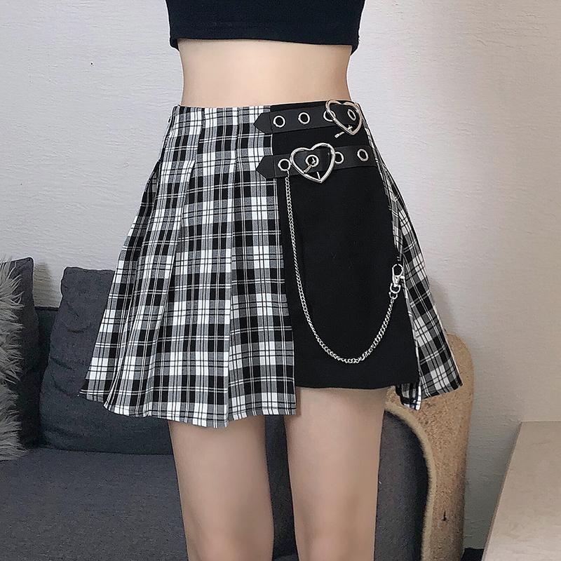 Japanese Harajuku Punk Heart Buckle Plaid Skirt SD01103 – SYNDROME ...