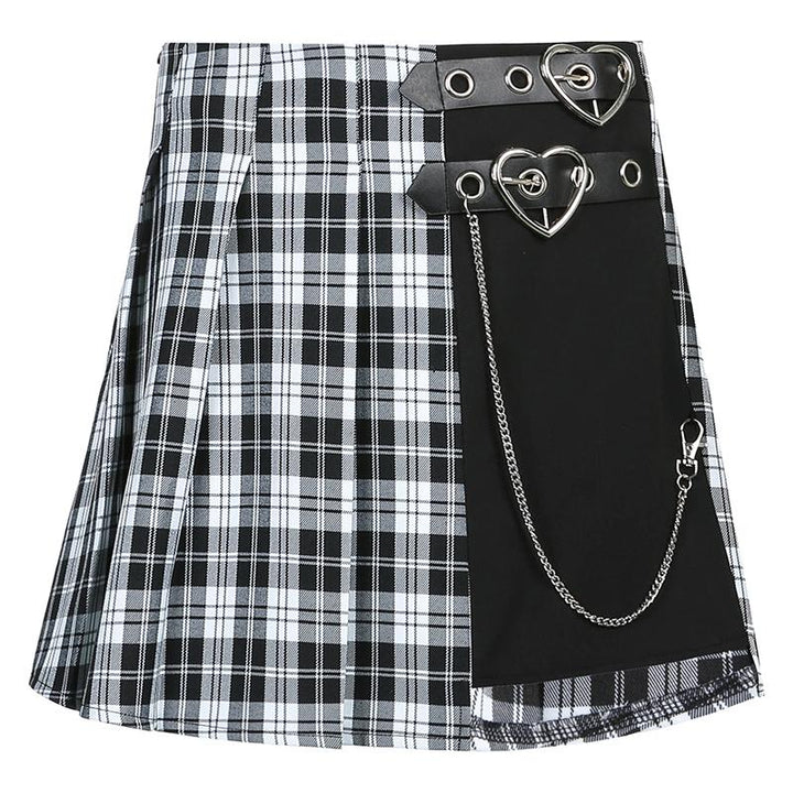 Punk Heart Buckle Plaid Skirt SD01103