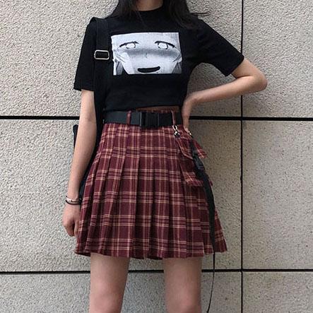 Punk Plaid Red Skirt SD00215 - SYNDROME - Cute Kawaii Harajuku Street Fashion Store