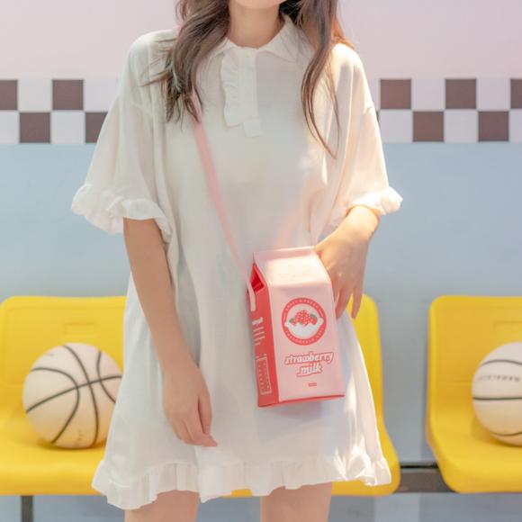 Pastel Pink Strawberry Milk Carton Bag SD01790 - SYNDROME - Cute Kawaii Harajuku Street Fashion Store