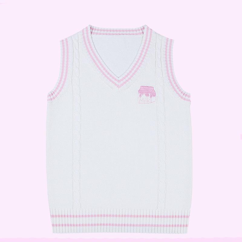 School Embroidered Milk Vest SD01886 - SYNDROME - Cute Kawaii Harajuku Street Fashion Store