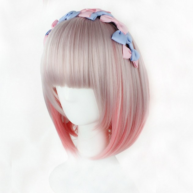 Gradient Light Pink Short Wig SD00262 - SYNDROME - Cute Kawaii Harajuku Street Fashion Store
