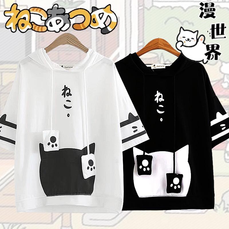 Neko Atsume Hoodie T-shirt SD00268 - SYNDROME - Cute Kawaii Harajuku Street Fashion Store