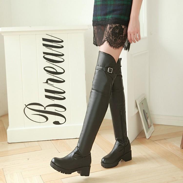 Korean High Knee Buckle Casual Boots Shoes SD00241 – SYNDROME - Cute ...