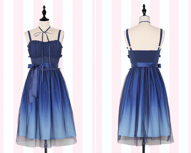 Japanese Mesh Summer Blue Galaxy Stars Dress SD01057 – SYNDROME - Cute ...