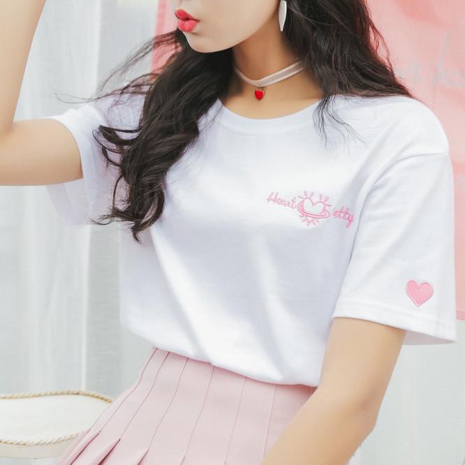 Heart Pretty T-shirt & Strap High Waist Skirt SD01137 - SYNDROME - Cute Kawaii Harajuku Street Fashion Store