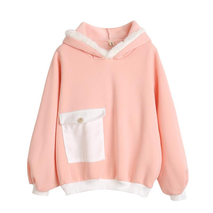 Pink Fluffy Bunny Ears Hoodie Sweater SD00235 - SYNDROME - Cute Kawaii Harajuku Street Fashion Store