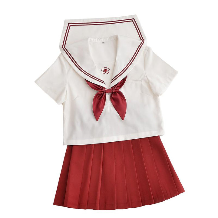 Red Sakura Blossom Embroidered School Uniform SD00840 - SYNDROME - Cute Kawaii Harajuku Street Fashion Store