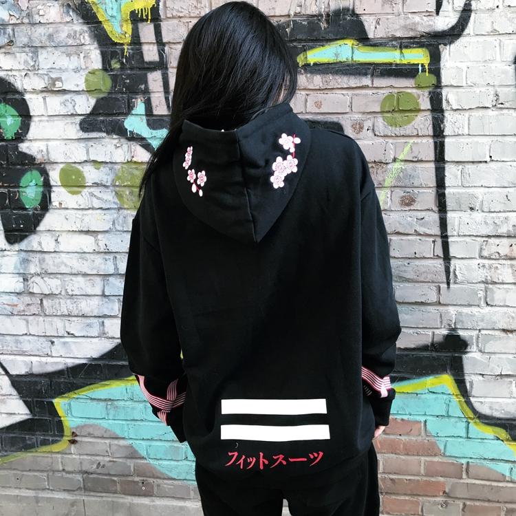 Cherry Blossom Stork Loose Hoodie Sweater SD00289 - SYNDROME - Cute Kawaii Harajuku Street Fashion Store