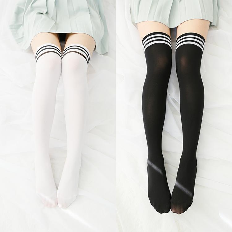 Striped Casual School Thigh High Tights Socks SD00285 - SYNDROME - Cute Kawaii Harajuku Street Fashion Store
