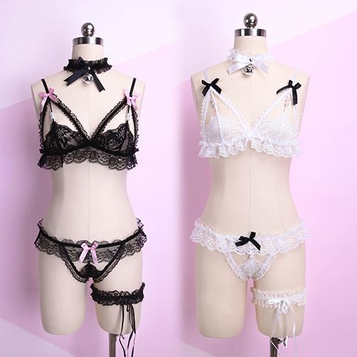 Women's Sexy Sheer Lace Lingerie With T-back – Kawaiifashion