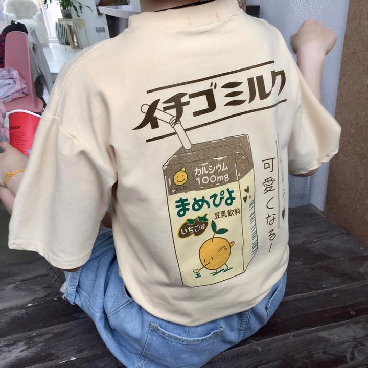 Japanese Strawberry Milk Drink T-shirt SD01435 - SYNDROME - Cute Kawaii Harajuku Street Fashion Store