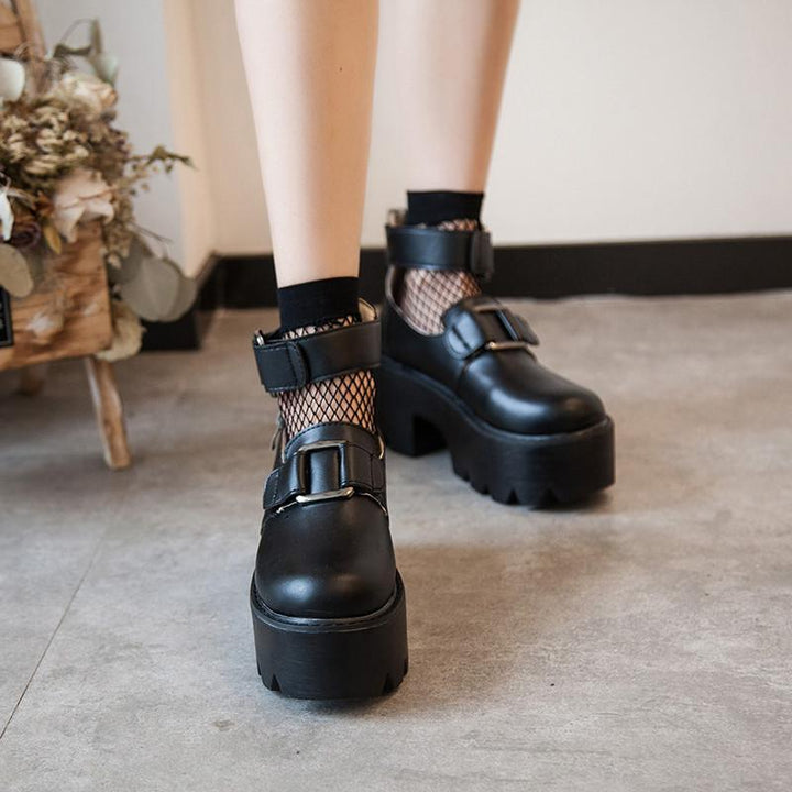 Black Double Straps Dolly Shoes SD02424 - SYNDROME - Cute Kawaii Harajuku Street Fashion Store