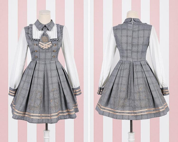 Detective Academy Embroidered Plaid Dress + Woolen Cloak SD00372 - SYNDROME - Cute Kawaii Harajuku Street Fashion Store